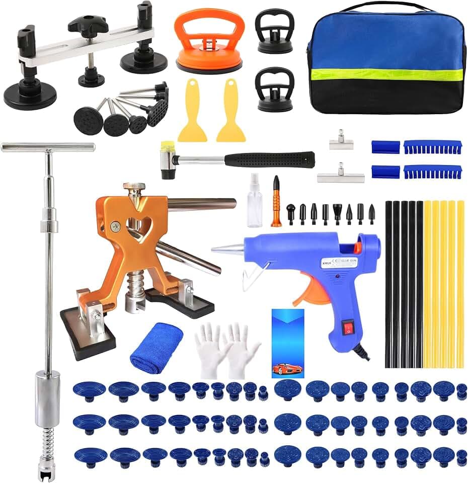 101pcs Paintless Dent Repair Tool Dent Puller Kit,Car Dent Repair Kit，Adjustable Width, Dent Car Dent Removal Kit…