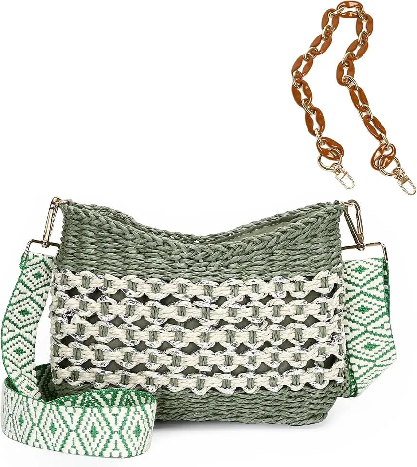 Herald Small Straw Woven Crossbody Bag Shoulder Purse for Women