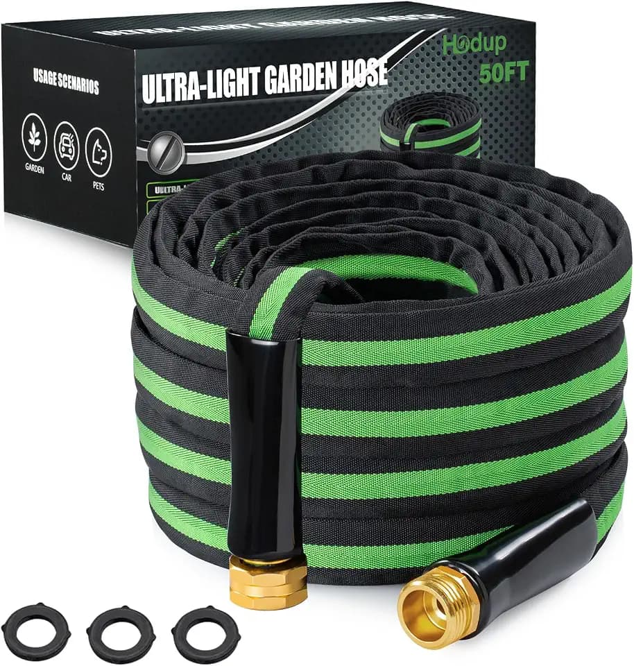 50 ft Garden Hose, Non-Expandable Fabric Water Hose, Lightweight