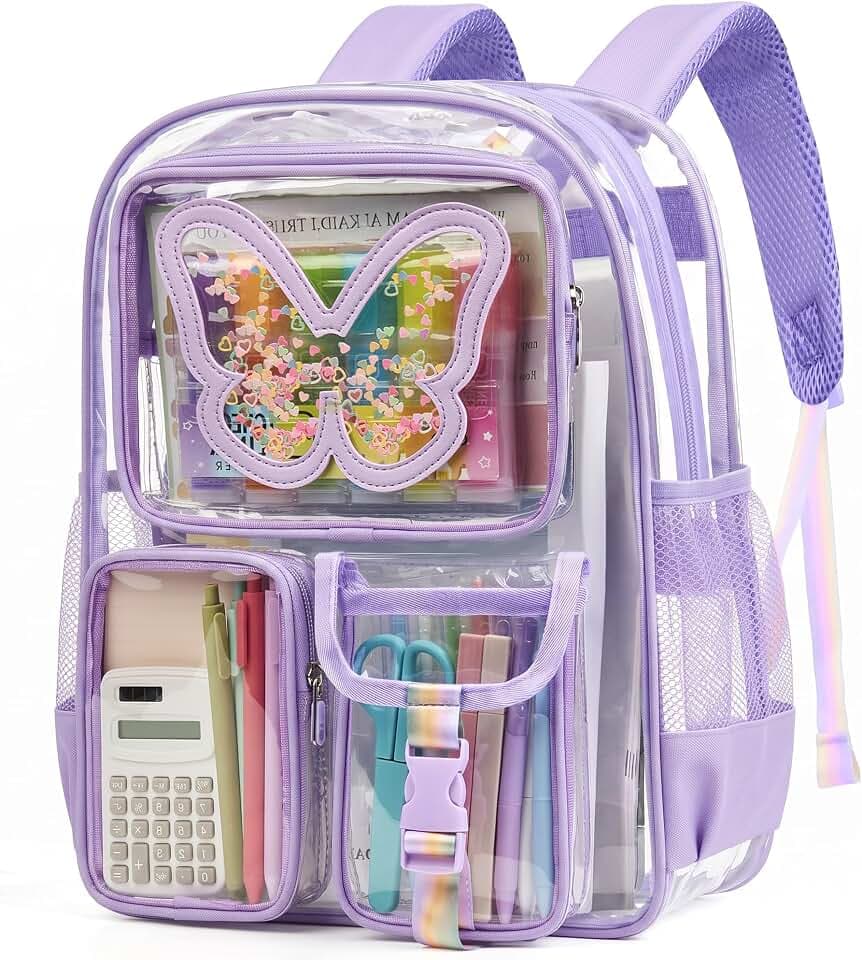 Clear Backpack for Girls Women Heavy Duty Transparent Bookbag