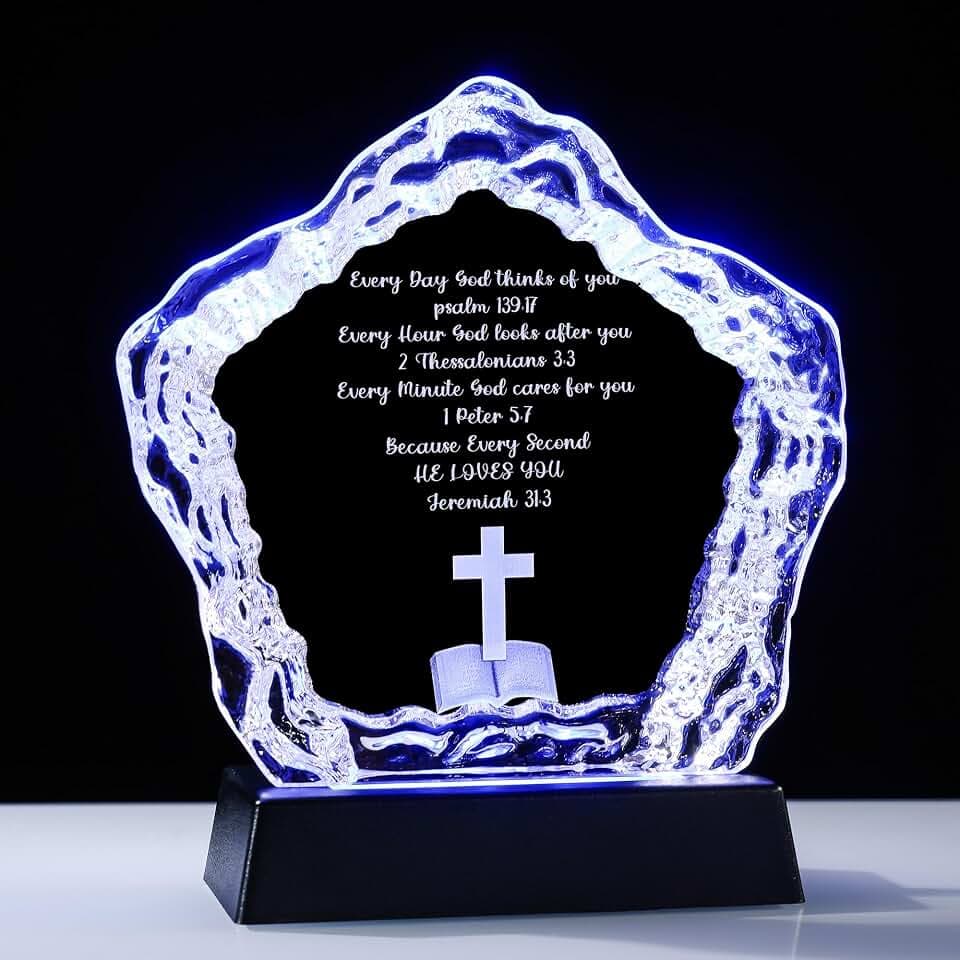 3D Iceberg Crystal Plaque Christian Gifts with LED Base