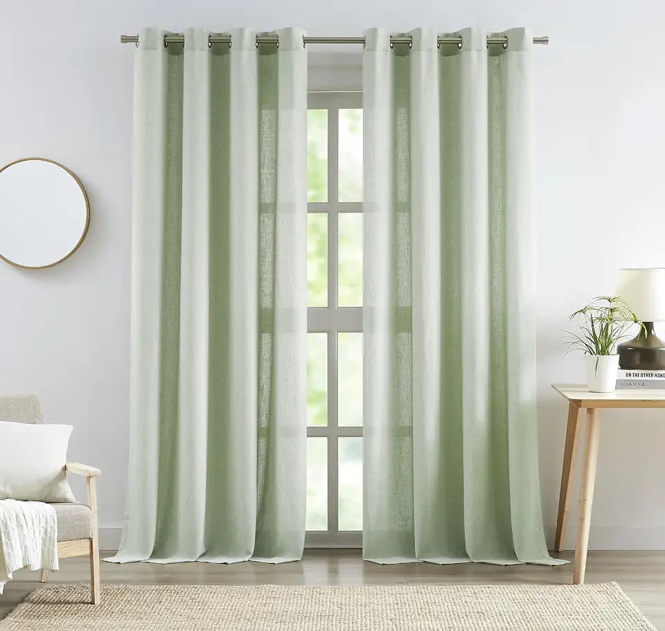 Central Park Soft Green Light Filtering Curtain with Grommet Top, 58"x90"x2