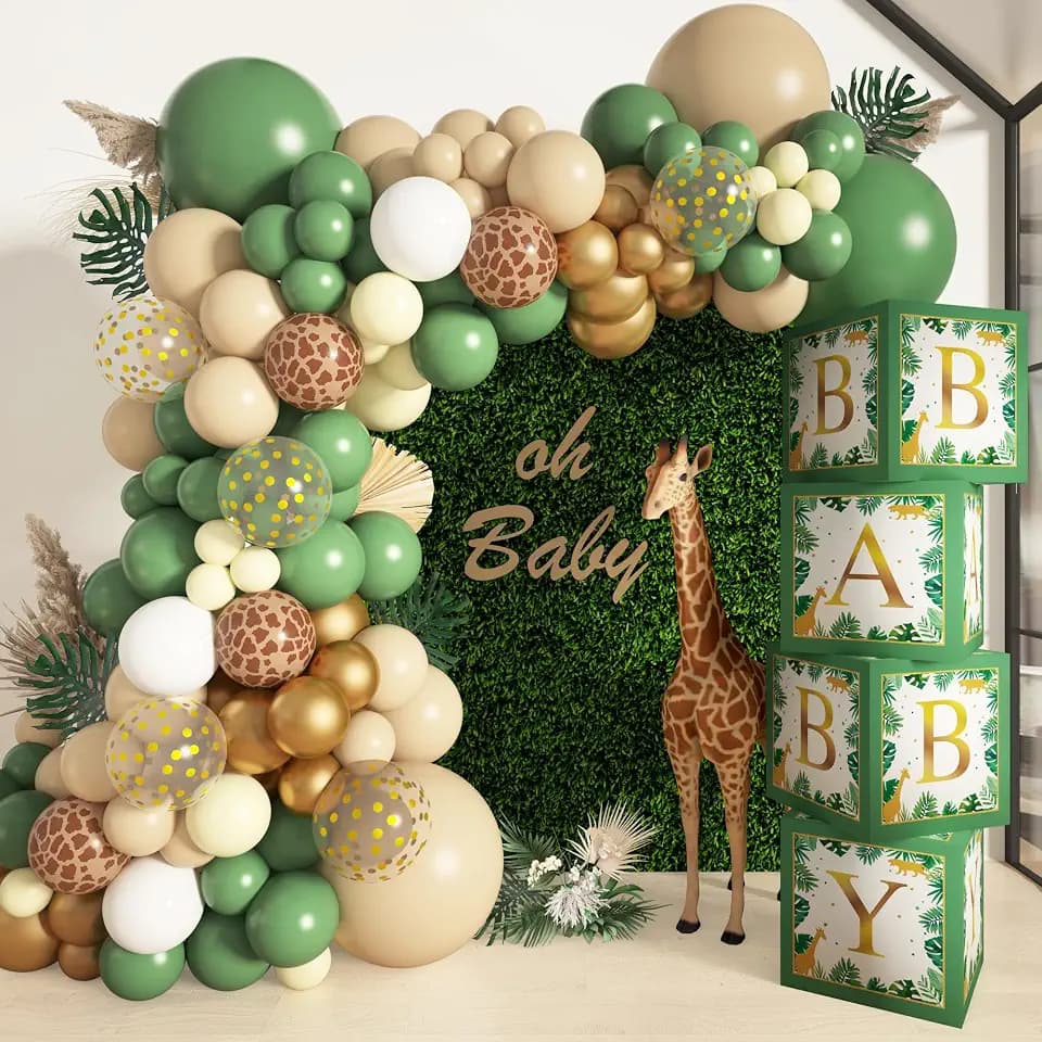 Baby Boxes Safari Jungle Baby Shower Decorations for Boy Girl with Balloons