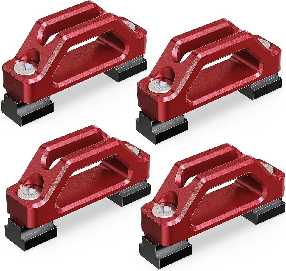 MZS Truck Bed Tie Down Hooks Deck Rail Cargo System Aluminium Red 4PCS
