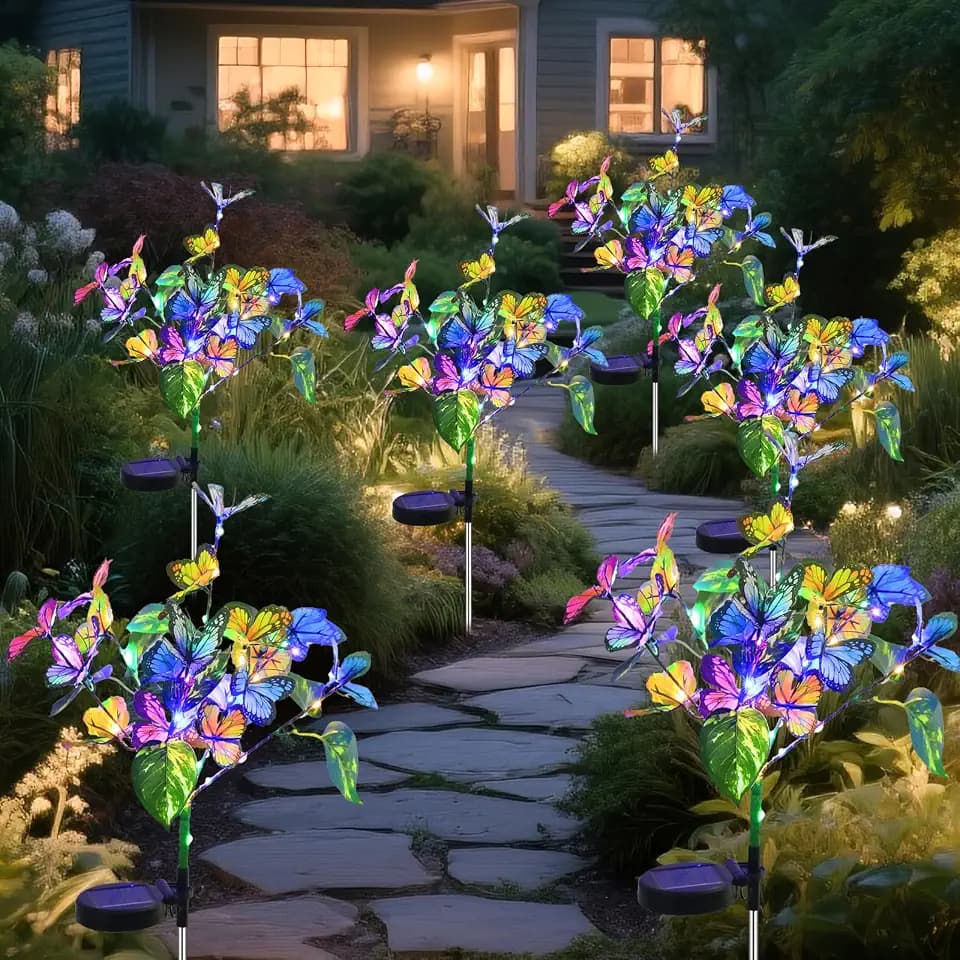 Solar Garden Lights Outdoor Waterproof Solar Lights 6 Pack with New Upgraded 40 LED 18 Butterfly Outdoor Lights for Yard Outside Garden Pathway Decor