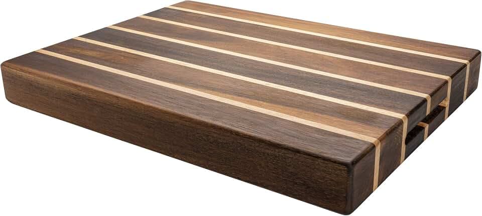 Rockingham Forge Multi-Holz Schneidebrett Akazie, Verkohlte Akazie & Kautschukholz Rechteckig, 40 x 30 x 4,5 cm, Extra-dick WB-54030CR