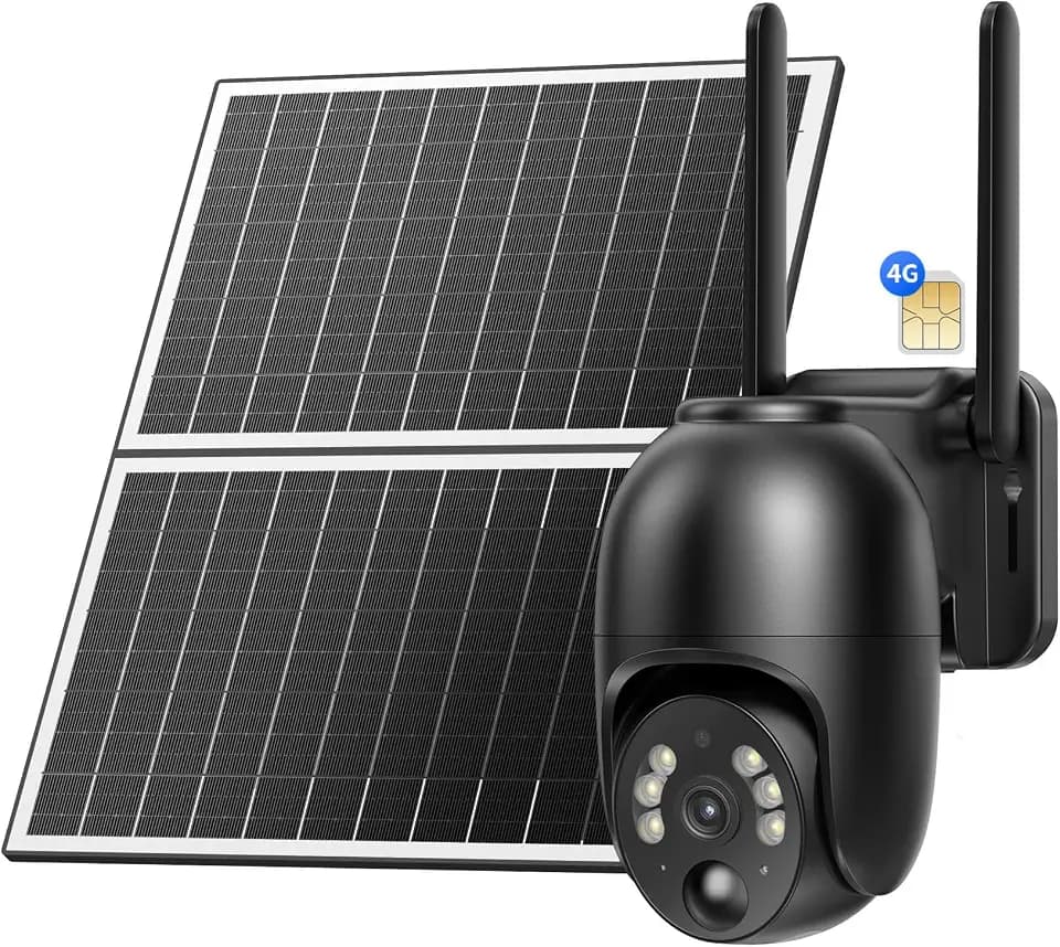 NUASI Solare 4G LTE Überwachungskamera Aussen 24/7 Aufnahme mit 18W Panel - Kabellose PTZ Outdoor Kamera Ohne WLAN, 2K Farbnacht, PIR-Bewegungsmelder
