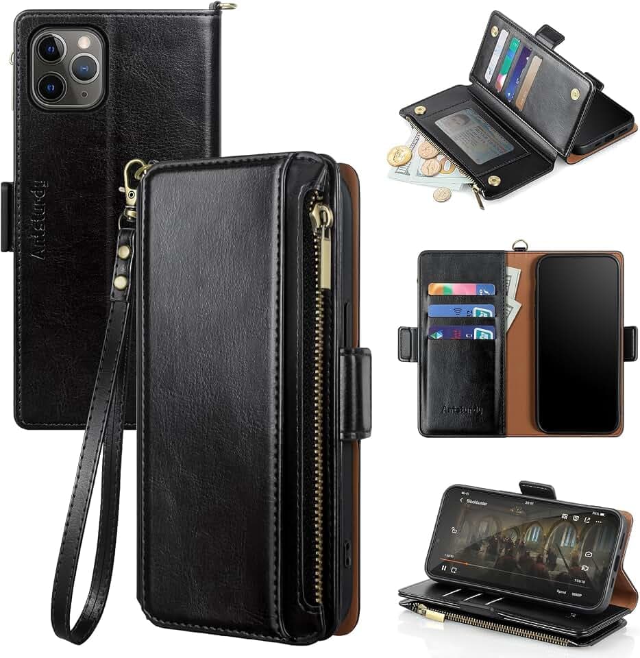 Antsturdy for iPhone 11 Pro Max Phone Wallet Case Women,Black