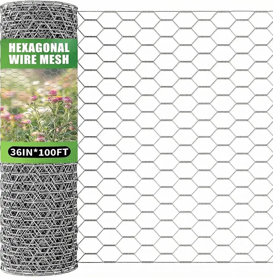 Chicken Wire 36 x 1200 Inches,Chicken Wire Fencing for Floral Arrangements,Chicken Wire Mesh Hexagonal Galvanized Mesh Poultry Wire Netting for Crafting,Garden Protection,Fruits