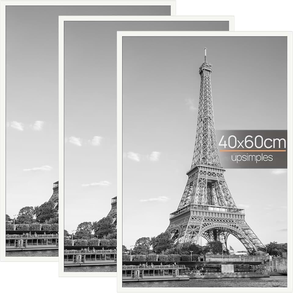upsimples 3er Set Bilderrahmen 40x60 Weiß für Fotos, Wandbilder & Poster