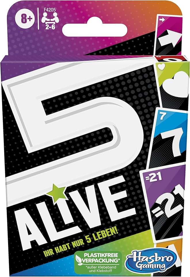 Hasbro Gaming Five Alive Kartenspiel, schnelles Strategiespiel für Kinder ab 8 Jahren und die ganze Familie, spannendes Kartenspiel und praktisches Reisespiel für unterwegs
