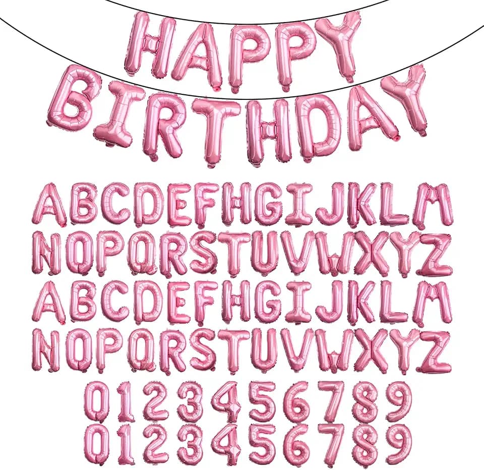 85 Pcs Pink Letter Balloons,16 Inch Foil Alphabet Number Double Set
