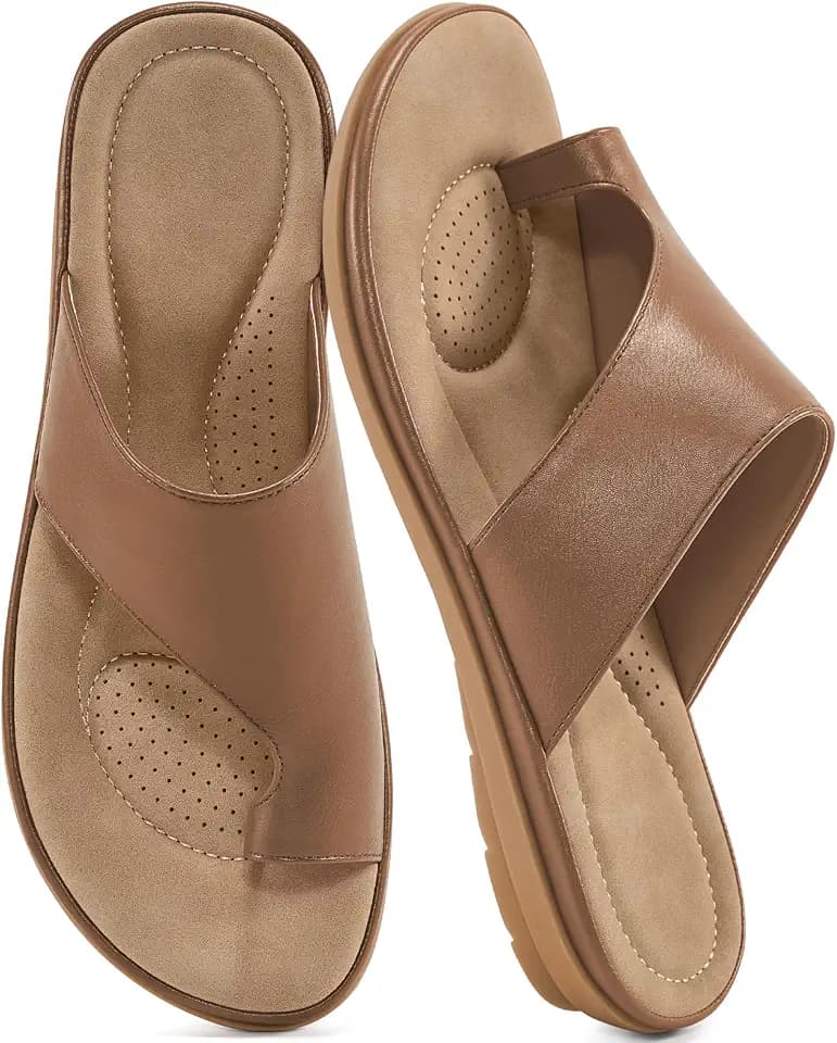 Reimferce Summer Flat Sandals for Women: Comfortable Walking Dressy Slides for 2026 - Ladies Orthopedic Casual Shoes Indoor Outdoor