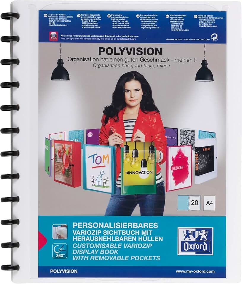 Oxford Ring-Mappe A4, Polyvision, Präsentations-Buch mit 20 Hüllen, 1 Stück