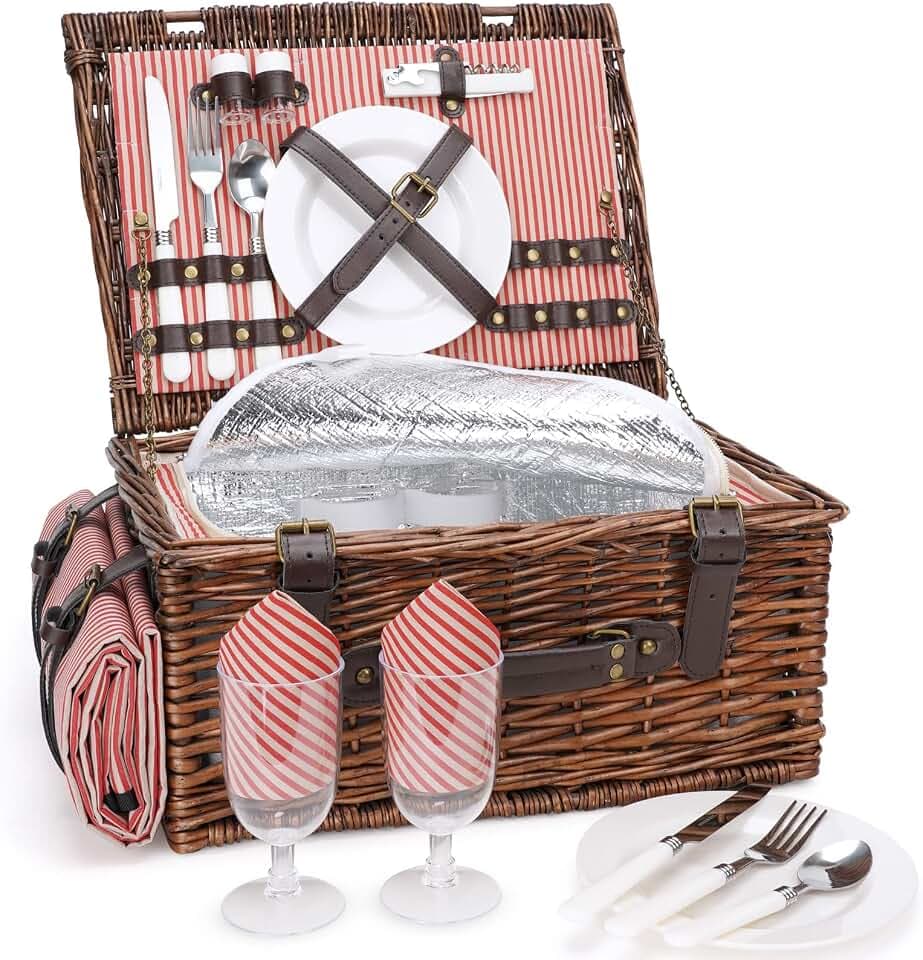 INNO STAGE Picnic Basket for 2 Person with Cooler and Blanket