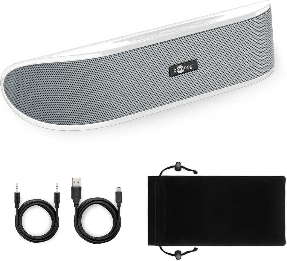 Goobay 95122 Stereo Lautsprecher 6W für TV, PC, Handy, Mac & Laptop USB Soundbar 2x 3W, Soundsystem mit digitalem Verstärker & Subwoofer Membran, Weiß