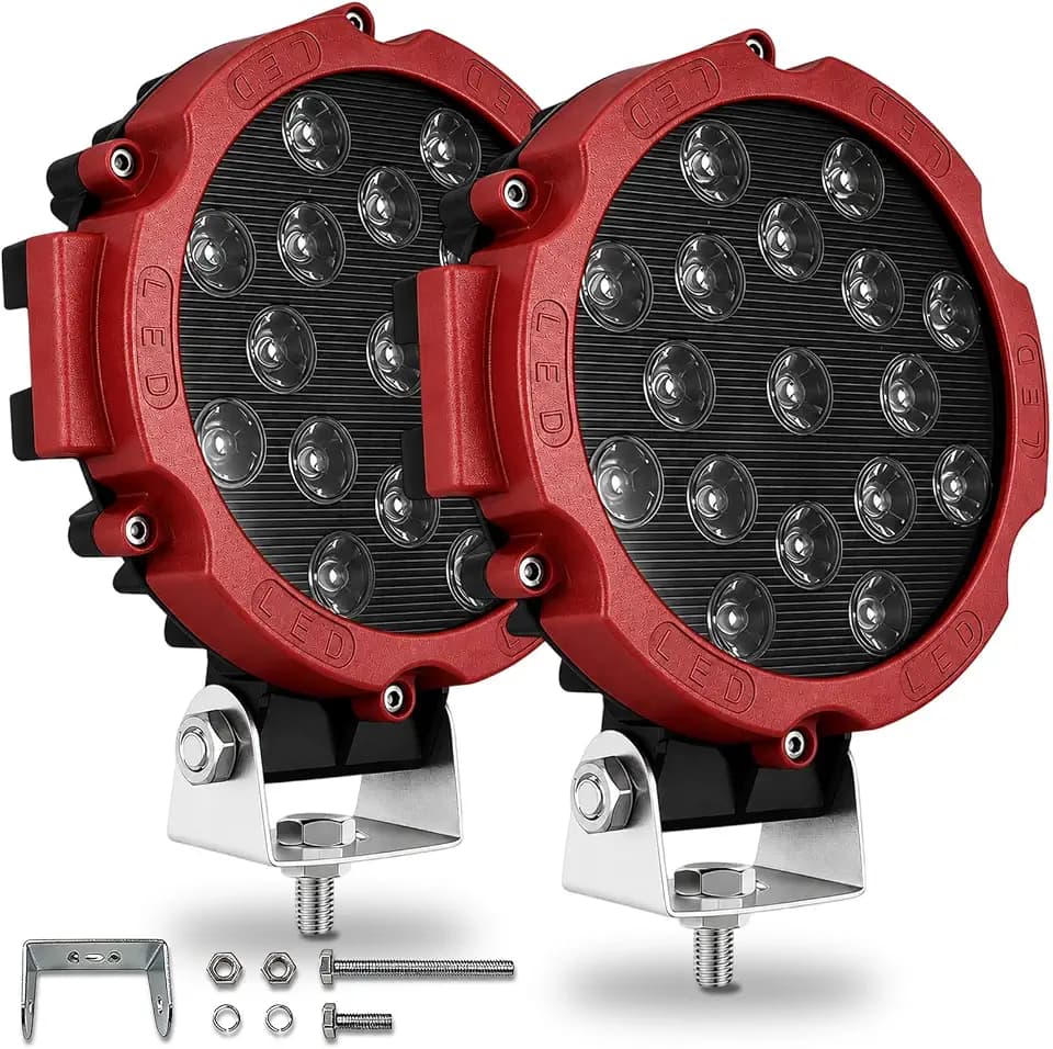 2 Pack 7 inch 51W Round Led Off Road Lights, 6000k White