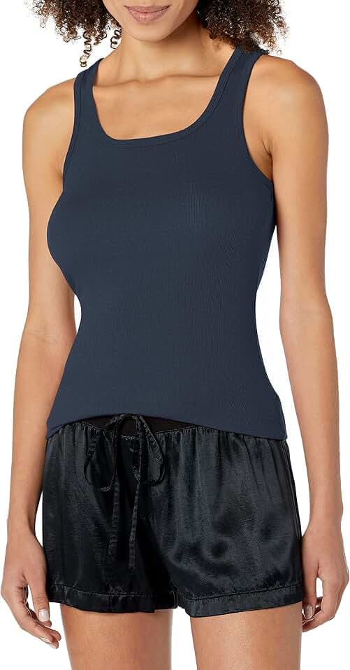 PJ Harlow - Charlie - Rib Knit Racer Back Tank Top – Women's Relaxed Fit Loungewear Top