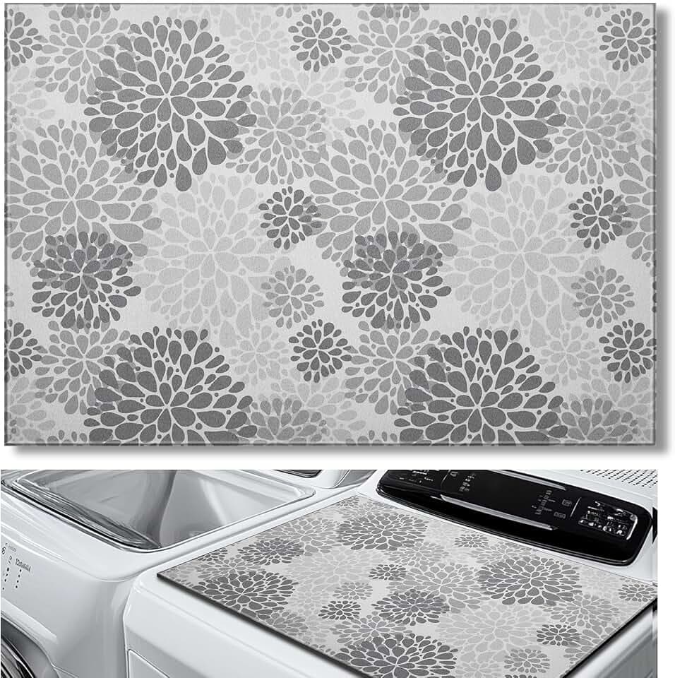 Teenyyou 1 Pcs 26" x 18" Dryer and Washer Top Protector Mat, Bloom