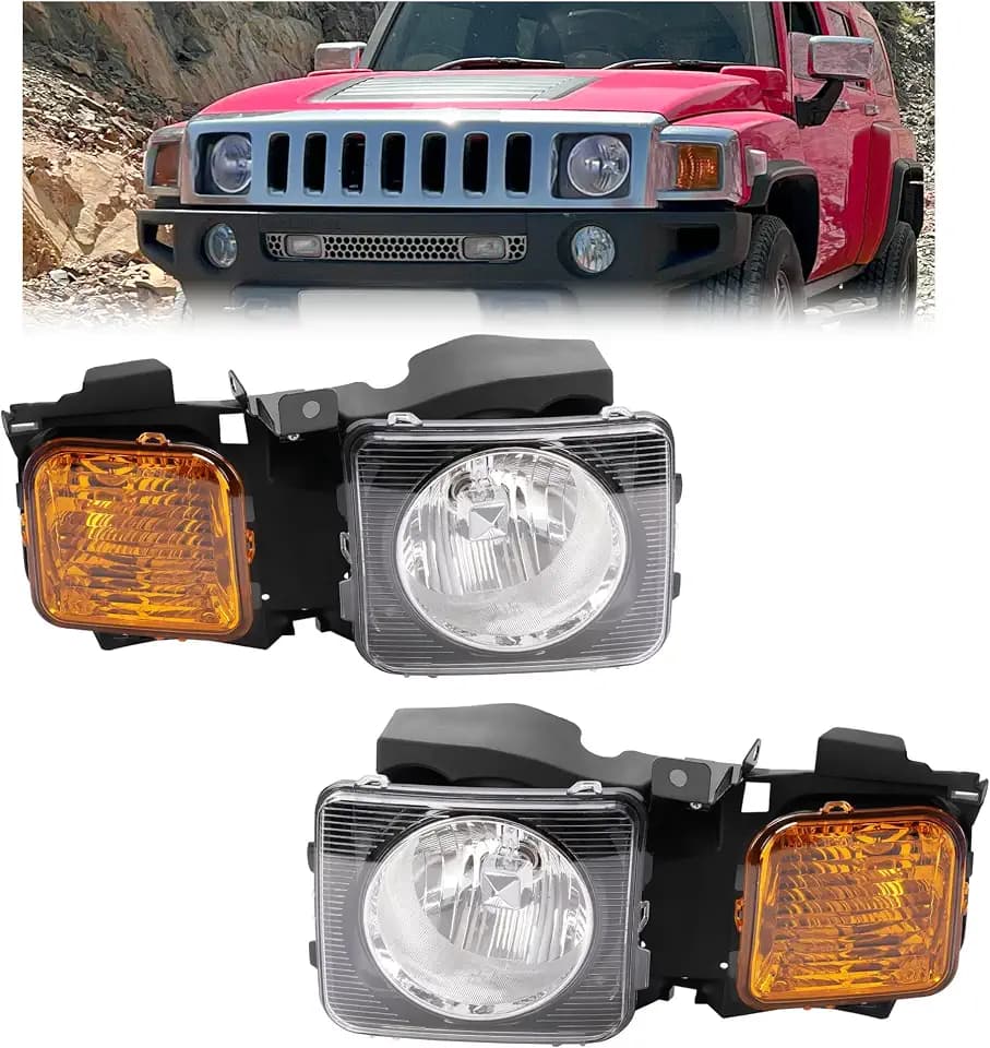 HECASA Headlight Assembly Compatible with 2006-2010 Hummer H3/09-10 H3T
