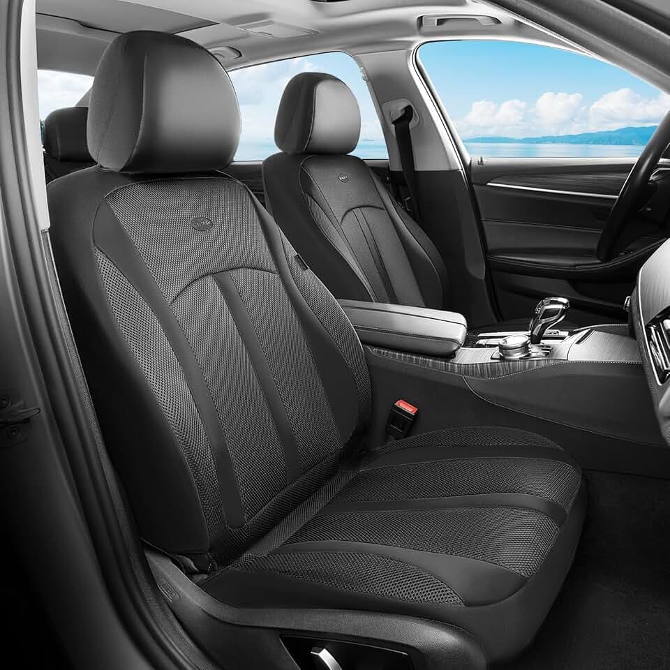 FLORICH Front Car Seat Covers, Breathable Mesh Automotive Seat Cover, Universal Seat Covers Car Interior Protectors Cushion for Most Cars&SUV-Black