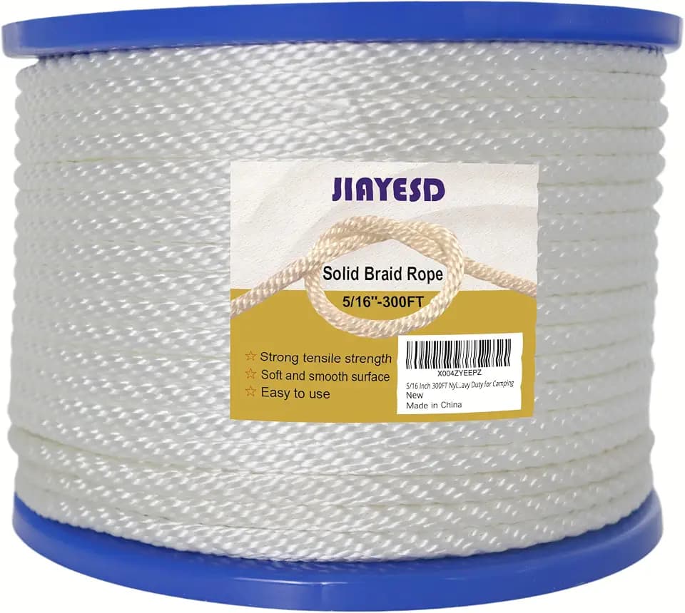 5/16 Inch 300FT Nylon White Solid Braid Rope Polyester Rope