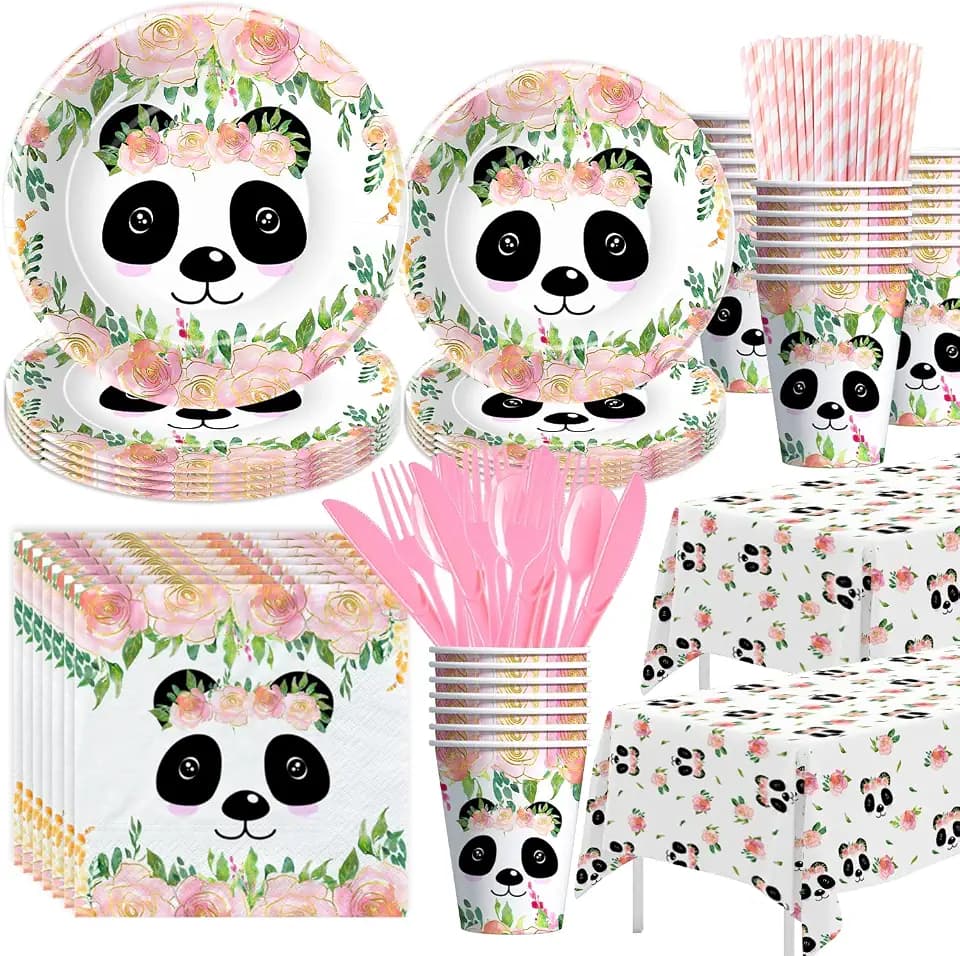 Panda Party Supplies, Panda Birthday Party Decorations, Serves 24