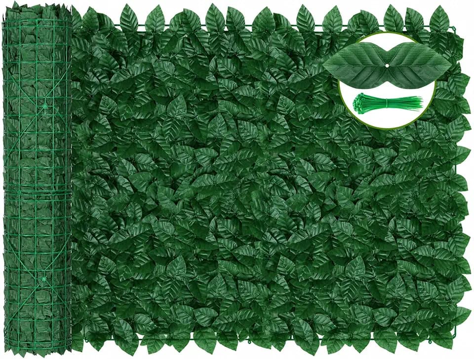 Artificial Ivy Privacy Fence Screen Outdoor – 120x60'' Realistic Green Wall Panels, Dense Greenery Backdrop for Garden, Balcony, Patio Decor, Durable Faux Grass Lightweight Fence Panels