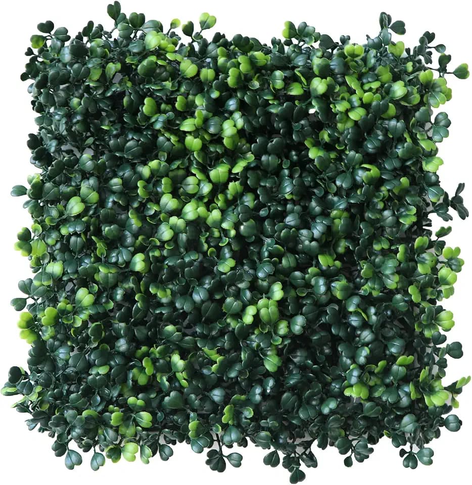 Grass Wall Panels 12 Pcs 10"x 10" Grass Wall Backdrop Panels Artificial Boxwood Greenery Wall Backdrop Privacy Hedge UV Protected for Indoor Outdoor Garden Backyard Party