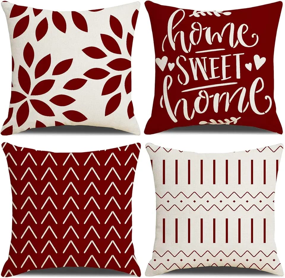 Kissenbezüge,Moderne Geometrie dekorative Baumwoll-Leinen-Kissenbezüge mit unsichtbarem Reißverschluss 50 x 50 cm Kissenbezug, 4er-Set für Wohnzimmerstuhl Sofa