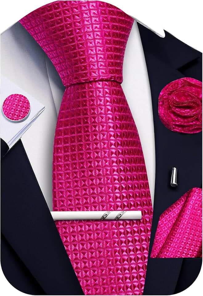Krawatten- und Einstecktuch-Set für Herren, kariert, Seidenkrawatte und Taschentuch, Anstecknadel, Manschettenknöpfe, Krawattenklammer für Herren, formelle Hochzeit, Party, 5 Stück