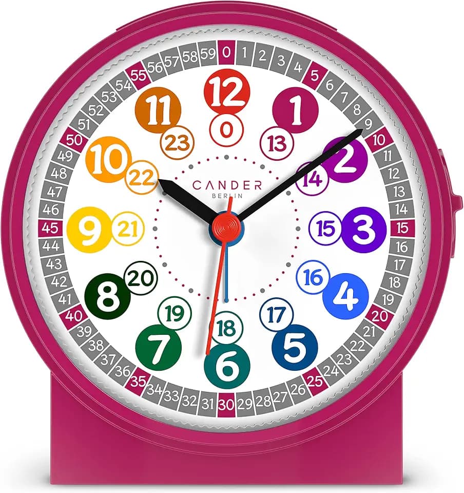Cander Berlin MNU 1009 M Kinderwecker Wecker Kinder lautlos geräuschlos rosa pink Lernuhr Kinderuhr Licht Snooze Tischuhr Beleuchtung geräuscharm Schlummer