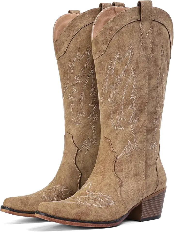 IUV Cowboy Boots for Women Mid Calf Cowgirl Western Boots