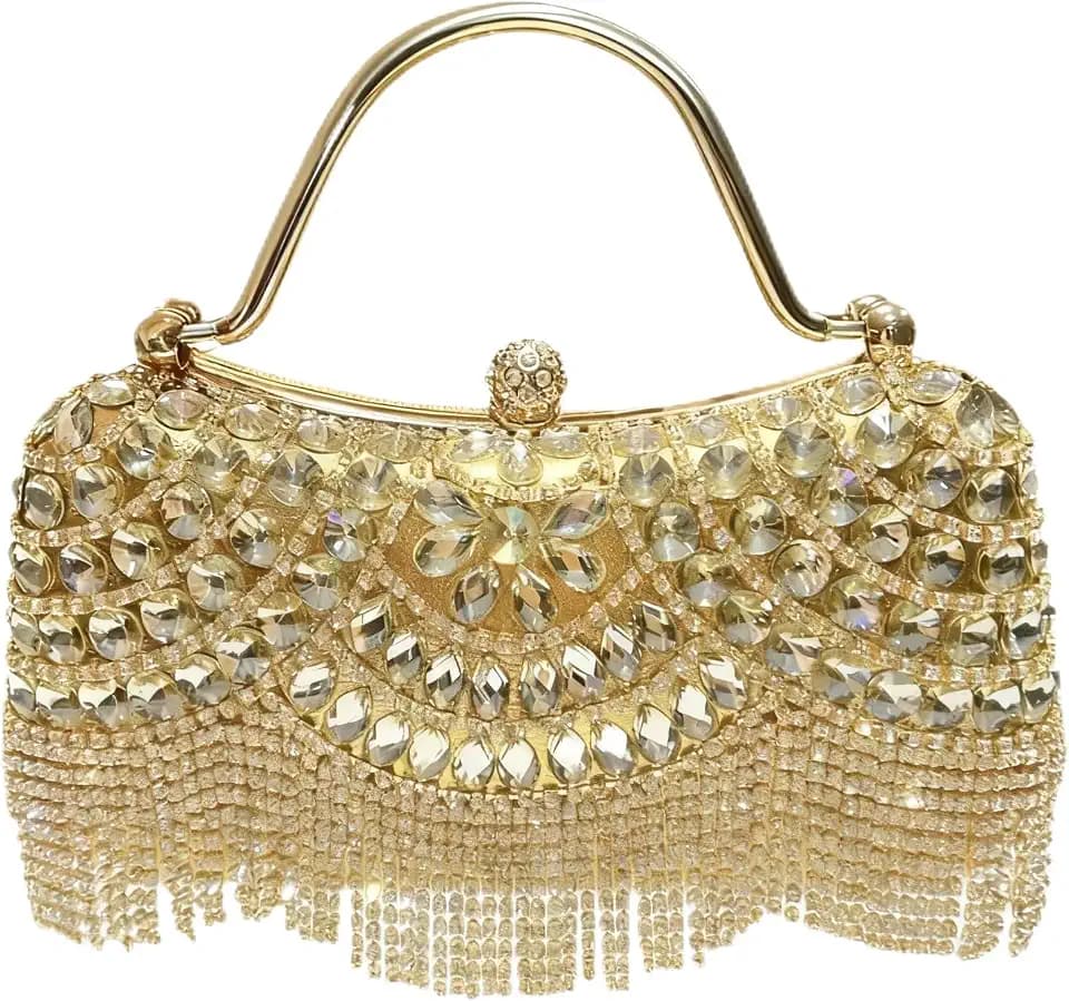 2026 Fringe Rhinestones Clutch Purse Sparkly Evening Bag