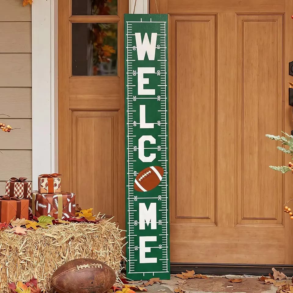 Weysat Fall Football Porch Sign 47.2" Outdoor Football Decorations for Home
