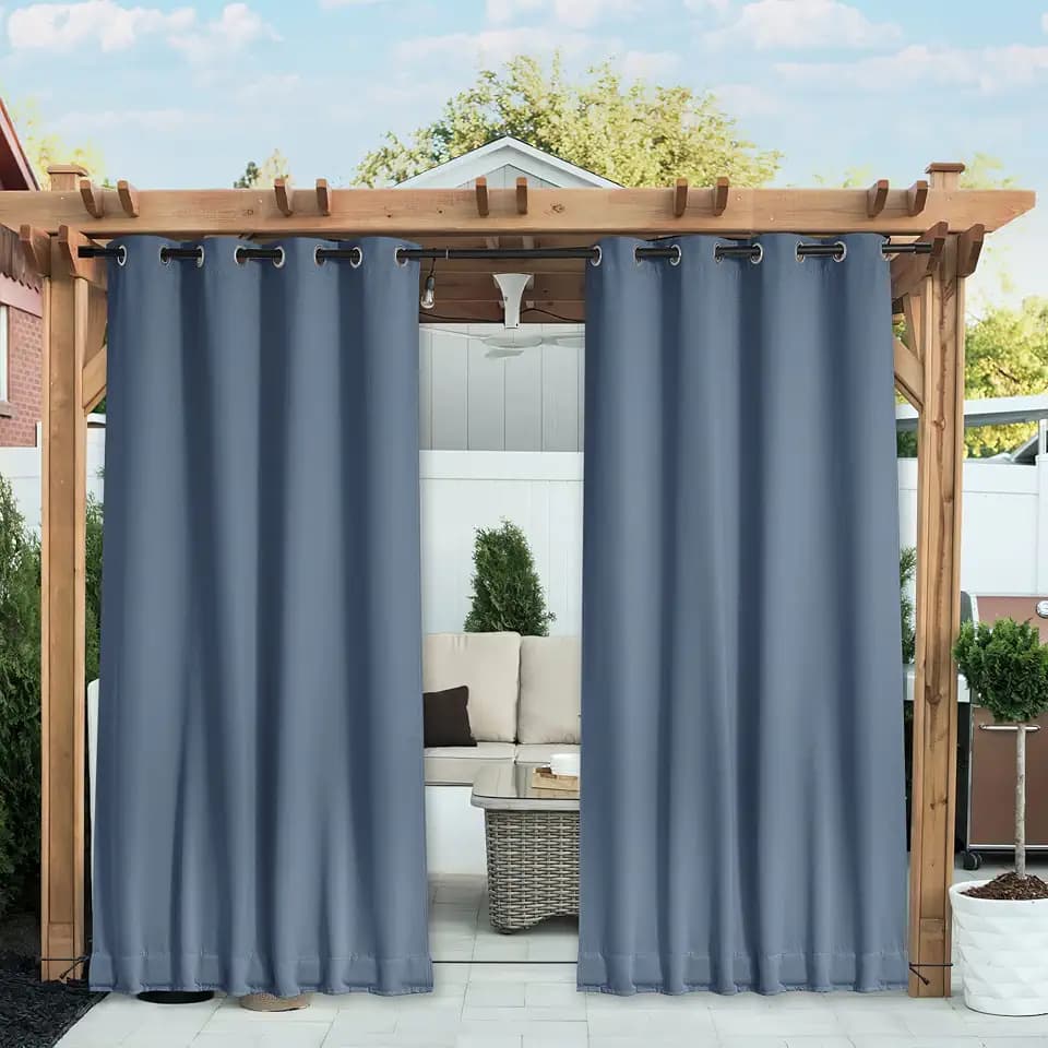 NICETOWN 2 PCs Waterproof Outdoor Curtains for Patio W52xL84 Stone Blue