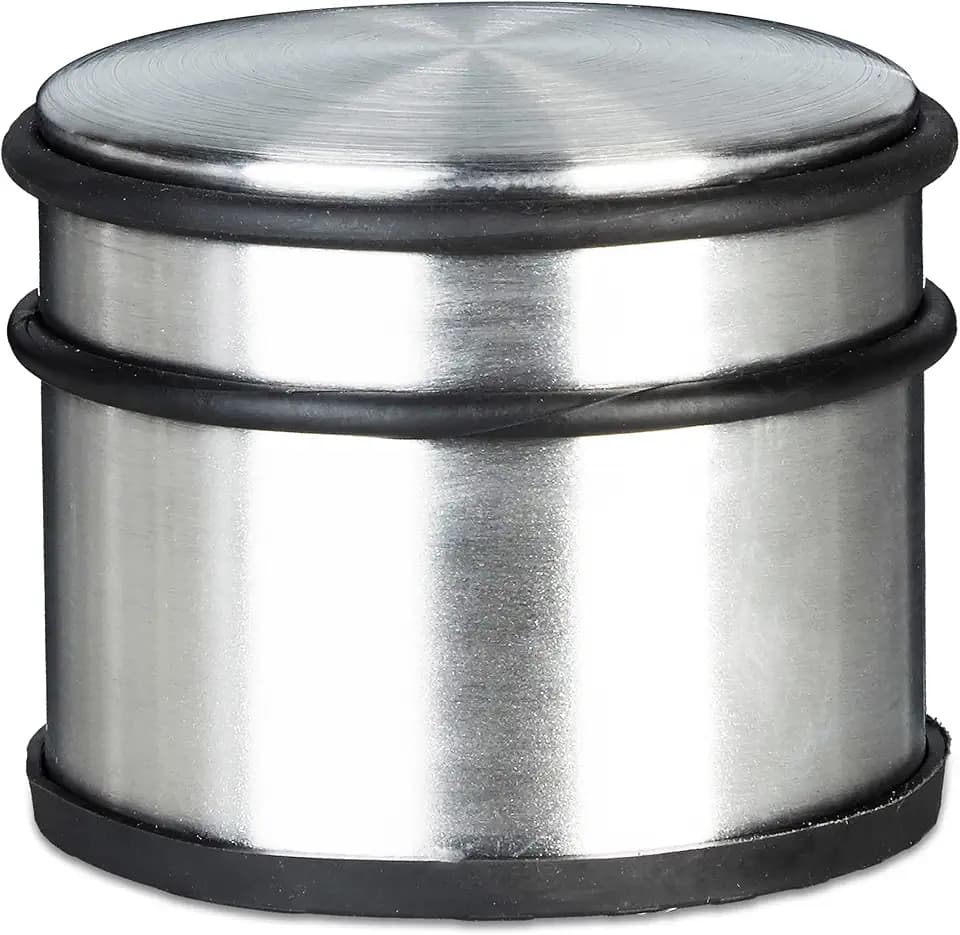 Relaxdays Türstopper aus Edelstahl, Gummi-Schutz, silber
