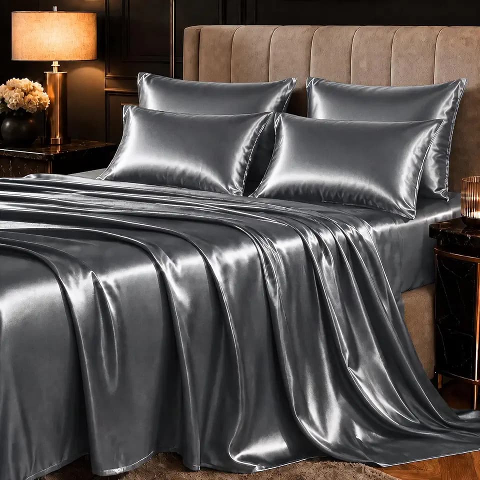 CozyLux Satin Sheets Queen, 6-Piece 14-Inch Deep Pocket Sheet Set