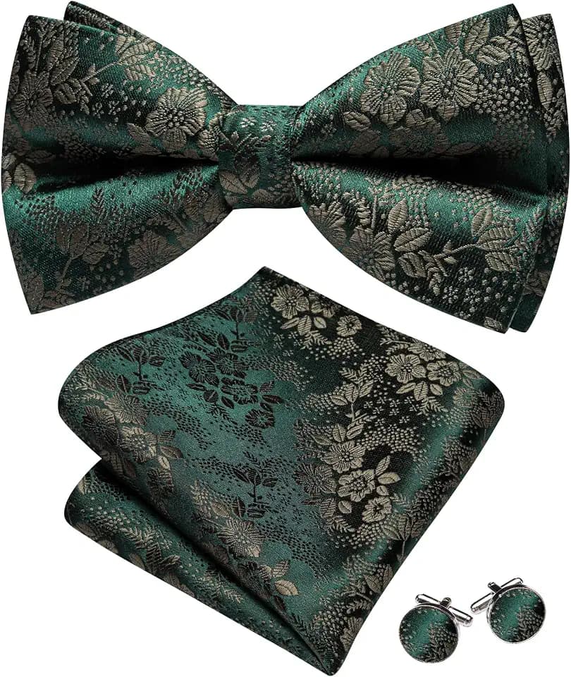 Barry.Wang Herren-Krawatten-Set, Seide, Paisleymuster, Taschentuch, Manschettenknöpfe, Hochzeit, Party