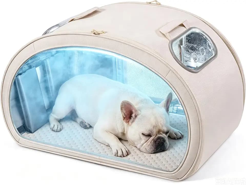 Pecute Cat House with Transparent Window, Cat Bed with Foil Insulation,Cream