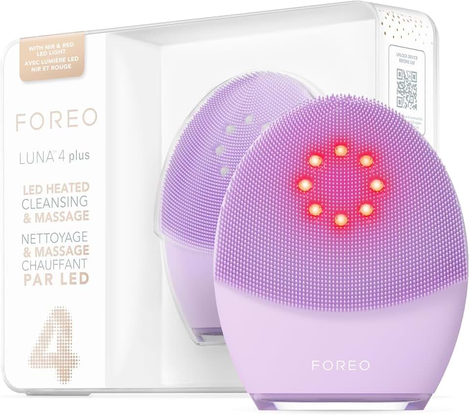 FOREO LUNA 4 plus Gesichtsbürste - Nahinfrarot-Lichttherapie + LED-Rotlichttherapie - Tiefenthermoreinigungs-Gesichtsbehandlung - Anti-Aging-Mikrostrom-Gesichtsgerät - Empfindliche Haut