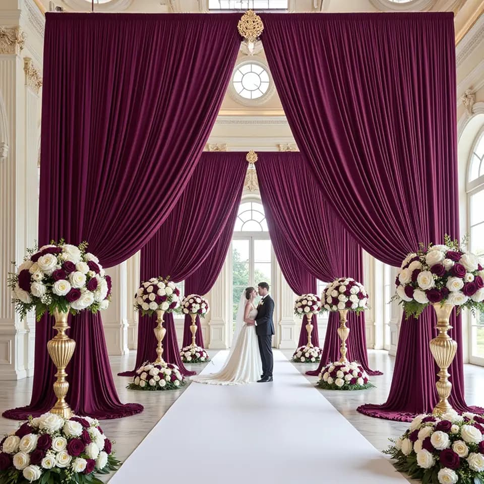 20ft×15ft Burgundy Backdrop Curtain for Wedding Parties