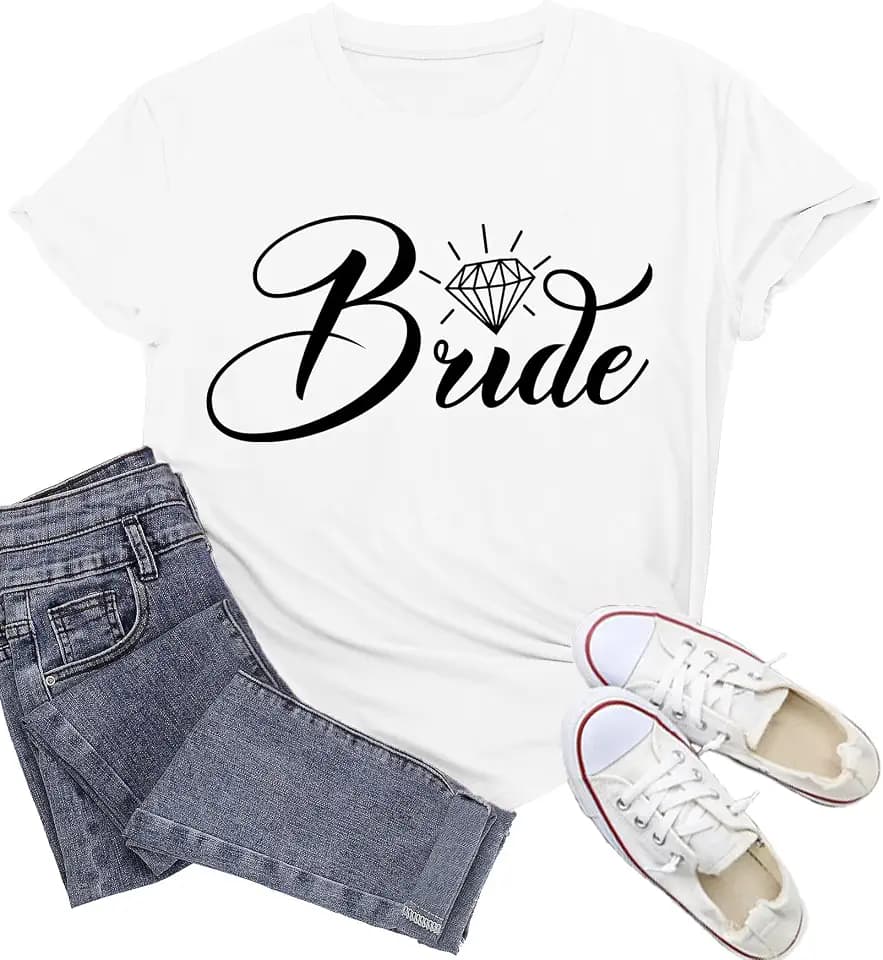 Womens Bride Shirt Bridesmaid T-Shirts Bachelorette Party Tee Tops