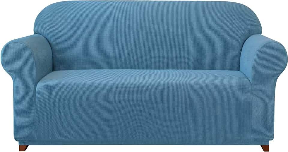 subrtex Sofabezug, dehnbar, elastischer Sesselbezug mit Armlehnen, Sofaschutz, 1 Stück (2-Sitzer, blau)