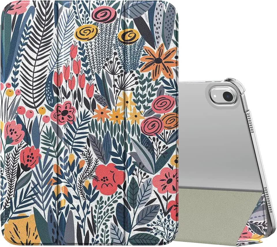 MoKo for iPad (A16) 11th Gen Case, iPad 10th Gen Case, Blue Leaf Flower