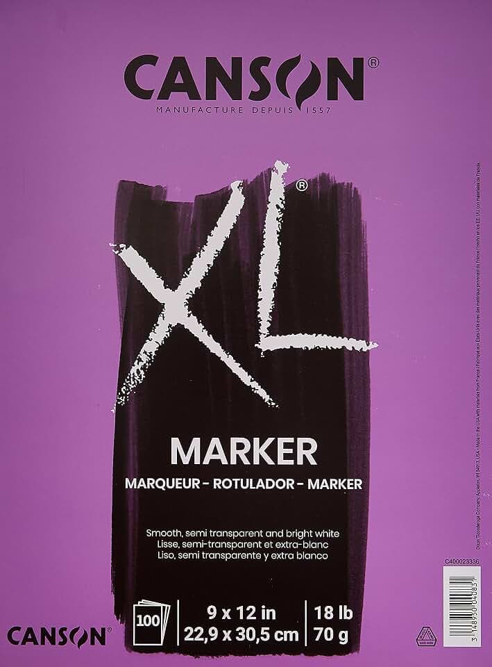 Canson XL Series Marker Paper, Foldover Pad, 9x12 inches, 100 Sheets (18lb/70g) - Artist Paper for Adults and Students
