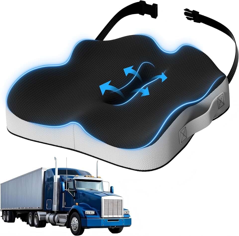 Memory Foam Seat Cushion for Truck Driver, Long Driving, Sciatica