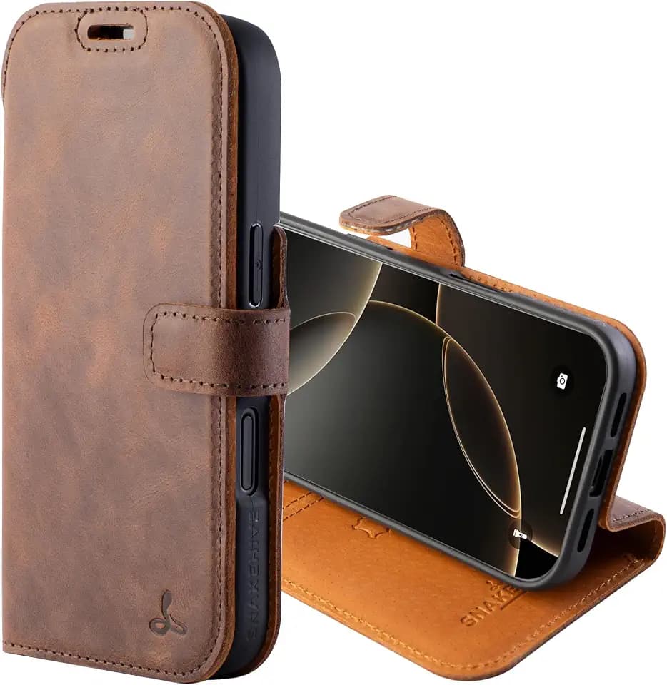 Snakehive Leather Wallet Case for iPhone 17 Pro / 18 Pro (Brown)