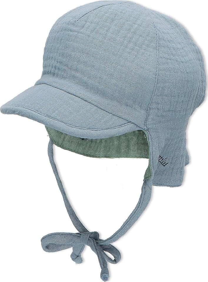 Sterntaler Schirmmütze Nacken Wende - Jungen Mütze zum Wenden mit kleinem Nackenschutz - UV-Schutz 50 Sonnenhut zum Binden - Baby und Kinder Kopfbedeckung aus Musselin (Bio)