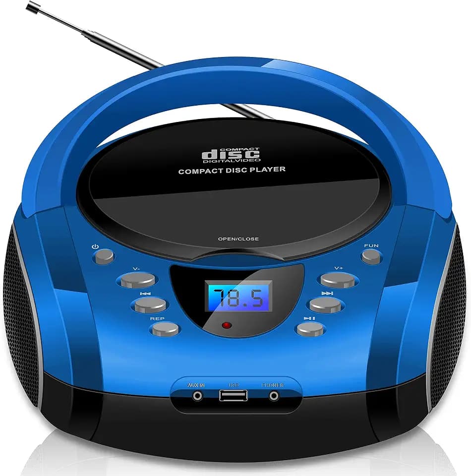 Tragbare Boombox | CD/CD-R | USB | FM Radio | Bluetooth | AUX-In | Kopfhöreranschluss | CD-Player | Kinder Radio | CD-Radio | Stereoanlage | Kompaktanlage